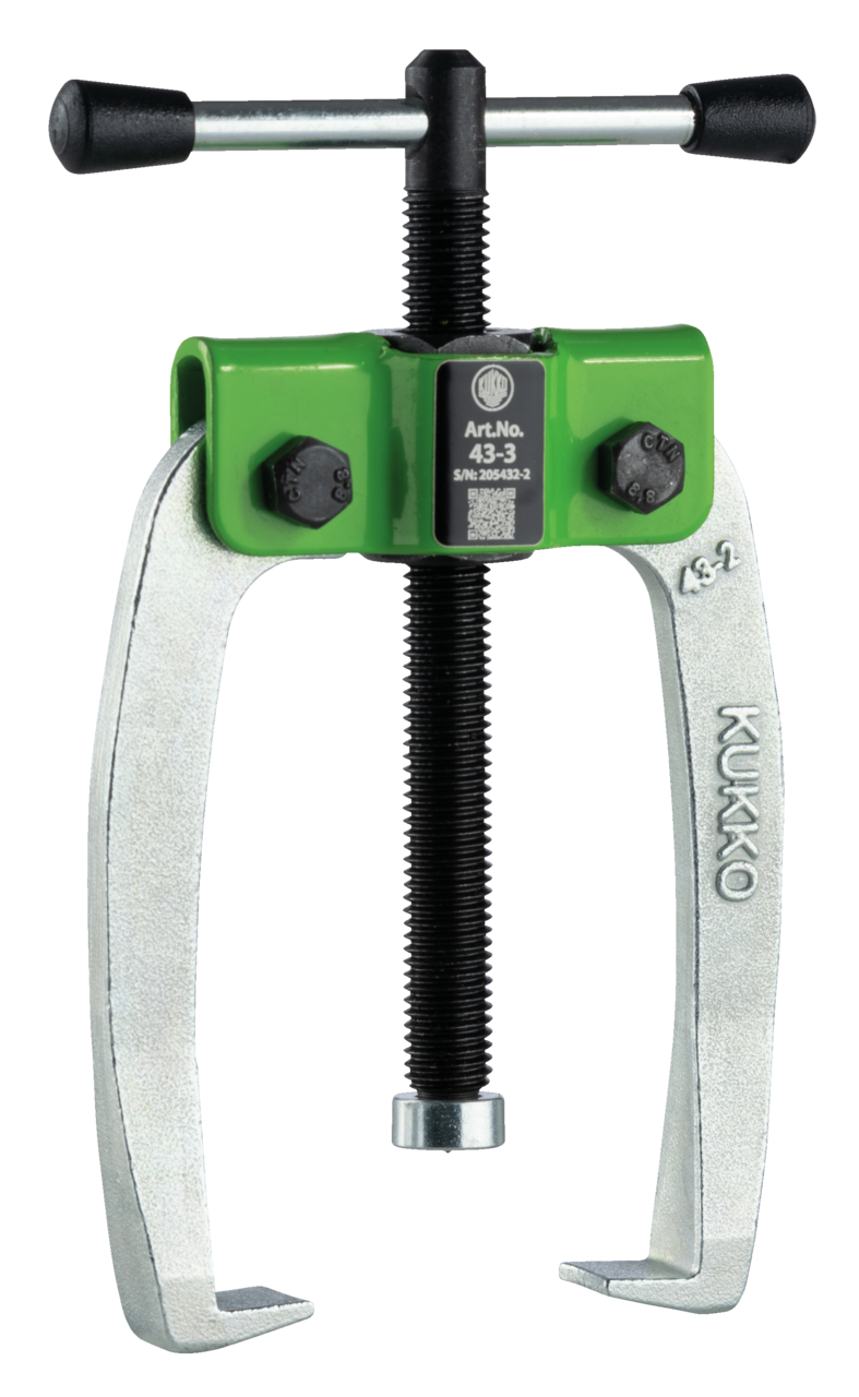 kukko 43-3 handy, 2-arm small parts puller 80 x 80 mm with power-transmitting and self-centering puller legs for sensitive removal of small bearings, gears, and discs in tight, hard-to-reach spaces
