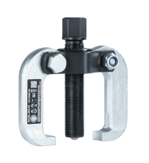 Heavy-duty bearing puller tool with threaded bolt and steel clamp for industrial use