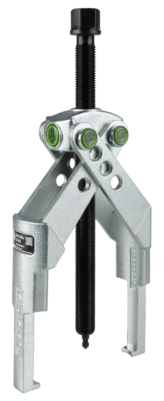 kukko 14-03 2-arm puller 5-140 x 160 mm with self-clamping, intersecting puller legs for extracting sprockets, pulleys, bearings, and similar components in tight spaces