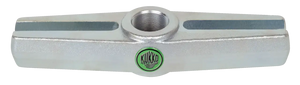 Metal tool component with center threaded hole and Kukko logo, industrial equipment part