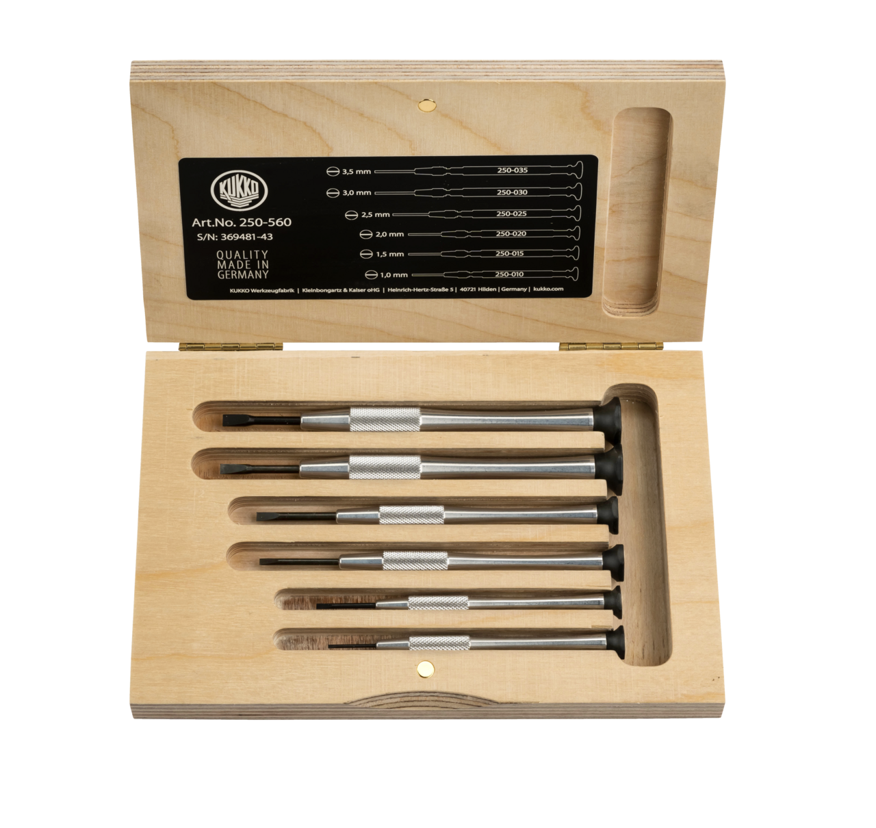 kukko 250-560 watchmaker screwdriver set in wooden case for precision work for the highest demands in craftsmanship and watchmaking