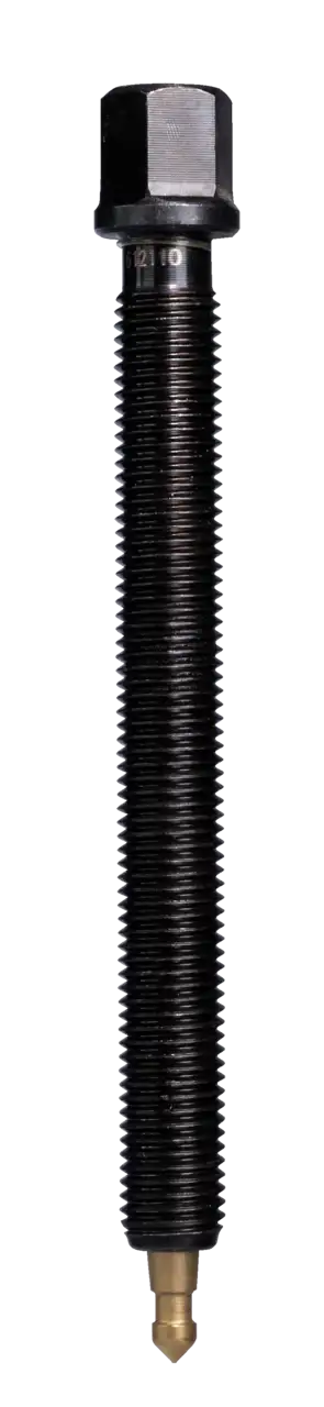 Industrial adjustable bolt with hex head and threaded black metal shaft