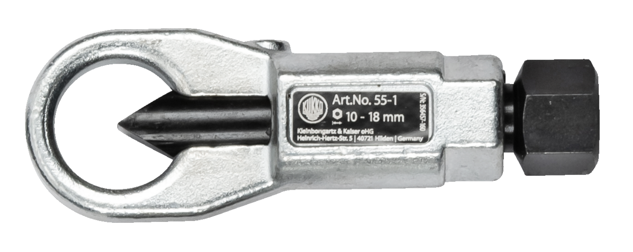 kukko 55-1 single-blade mechanical nut splitter span 10-18 mm for splitting stuck, rusted, or over-tightened nuts with a tensile strength of up to 800 n/mm²