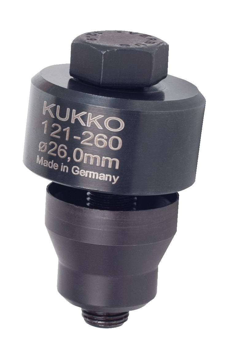 kukko 121-260 screw punch ø 26.0 mm for uniformly punching plastic support rods for distance sensors as well as for stamping holes in thin-w