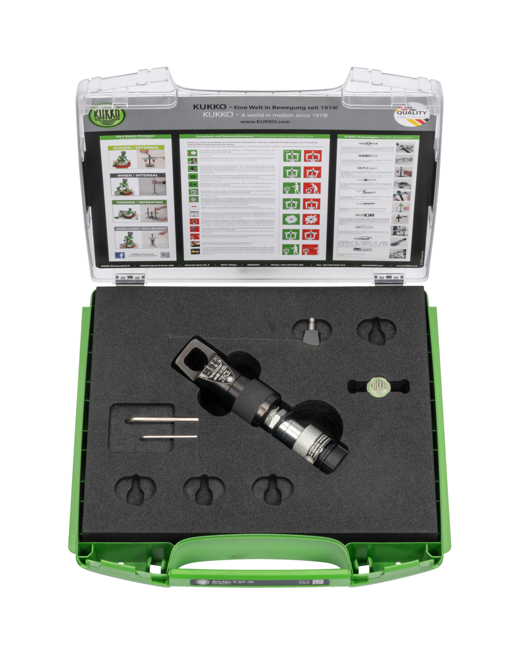 kukko y-57-10 single-blade, pump-hydraulic nut splitter span 75-230 mm for splitting stubbornly stuck, rusted, or overtightened nuts of all quality classes