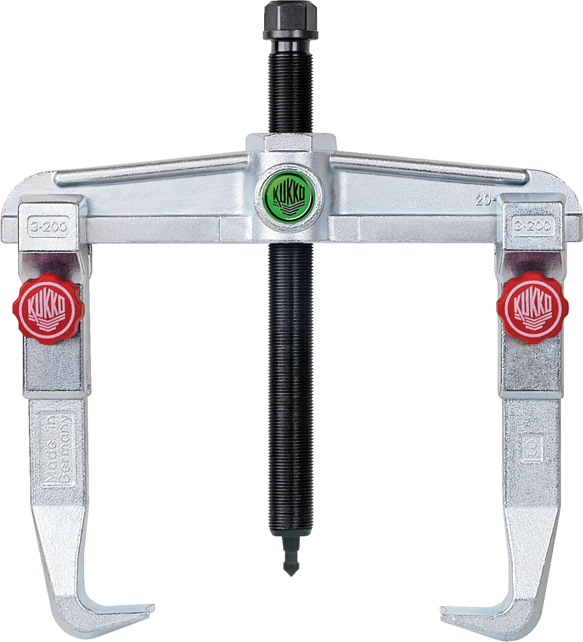 kukko 20-3+ 2-arm universal puller 250 x 200 mm with quick adjustable trigger hooks for extracting bearings, gears, and discs in all common sizes for crafts, workshops, and industry