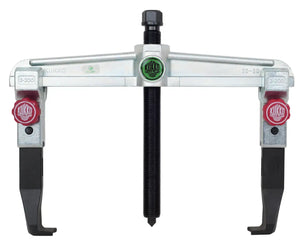 Heavy-duty gear puller tool with adjustable arms and central threaded spindle