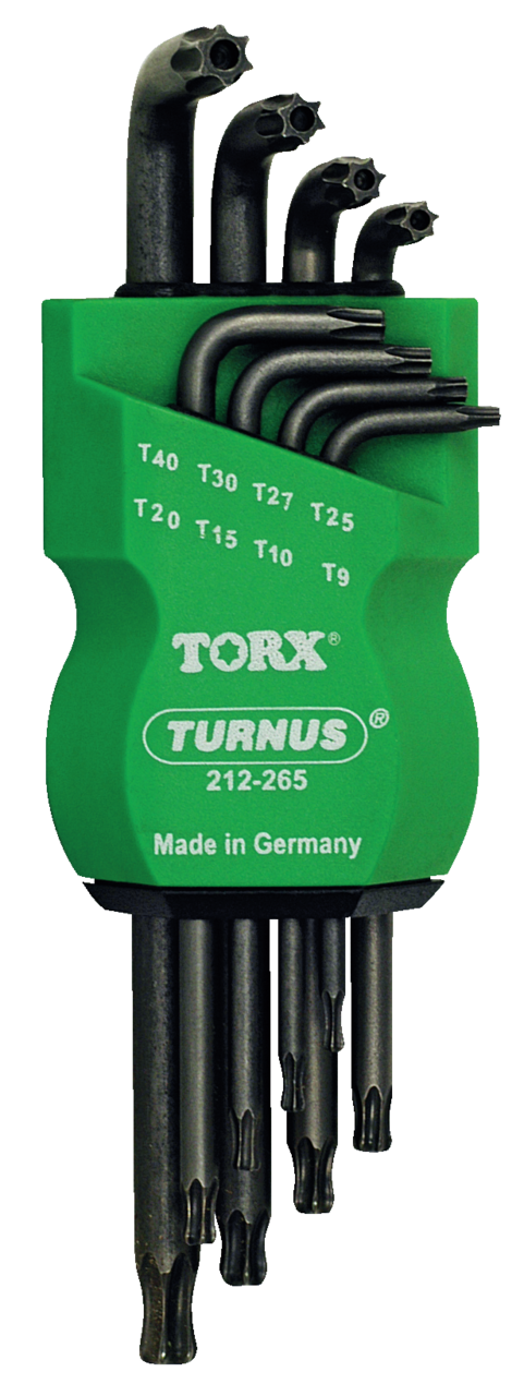 kukko 212-265 tamper-tx-allen key set with key sizes 9, 10, 15, 20, 25, 27, 30, 40 for operating hard-to-reach screw heads in workshops, industry, and crafts