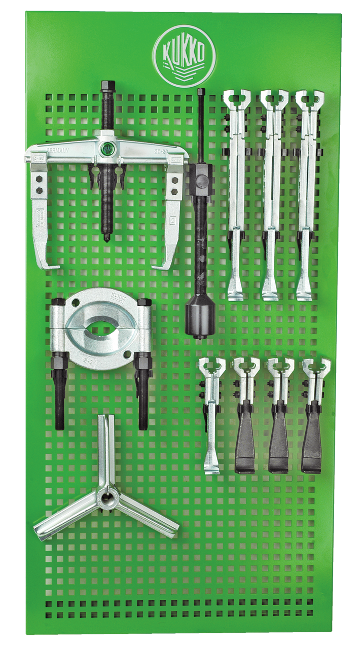 kukko wt-008 puller assortment  nfz - basic for commercial vehicles is a wall-mounted panel stocked with the appropriate tools for application and s