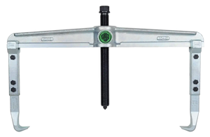 Heavy-duty Kukko two-arm gear puller tool with silver frame and adjustable arms