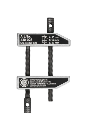 Kukko adjustable puller clamp, metal, with measurement details shown on label