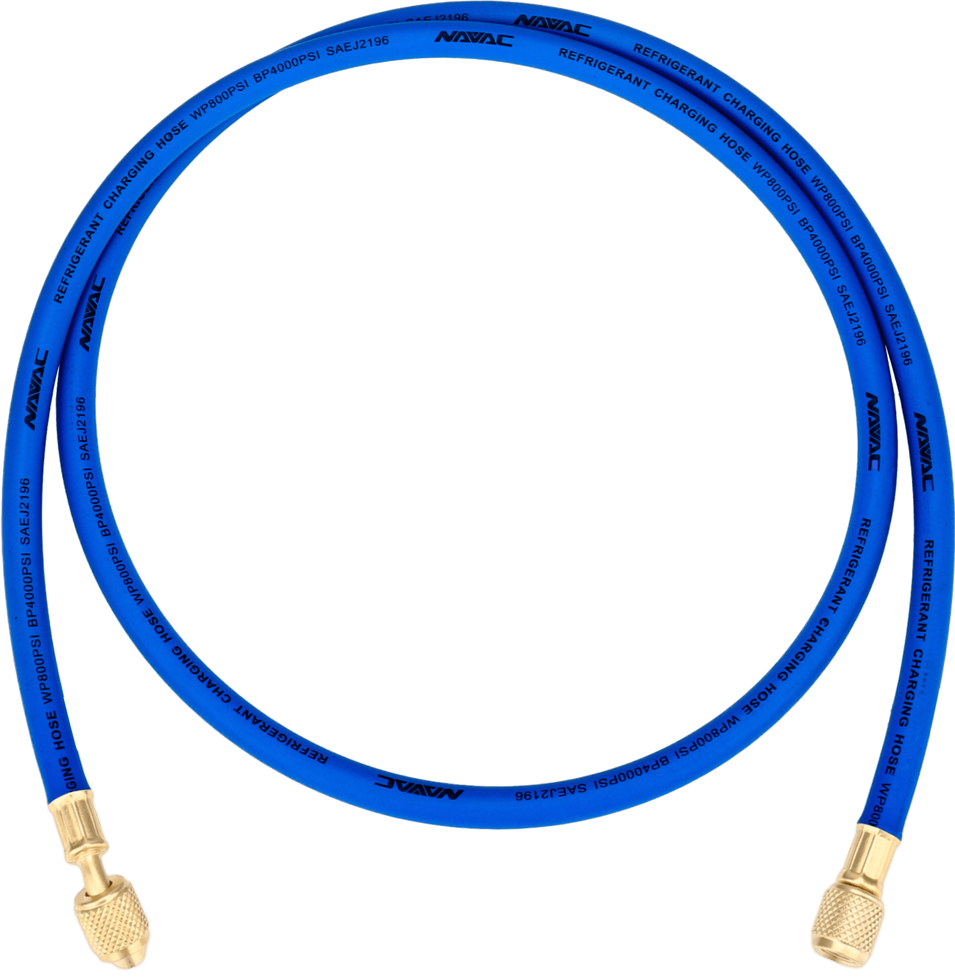 NAVAC NH5B - Individual Refrigerant Hose, 1/4” Charging Hoses, 5 Ft Long, Blue