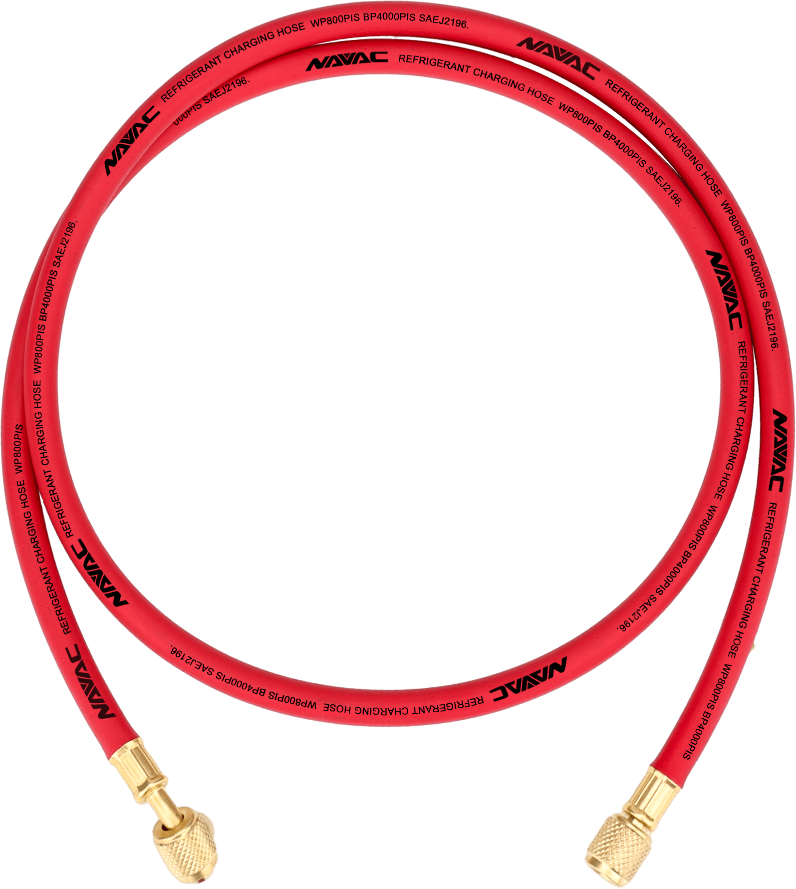 NAVAC NH5R - Individual Refrigerant Hose, 1/4” Charging Hoses, 5 Ft Long, Red