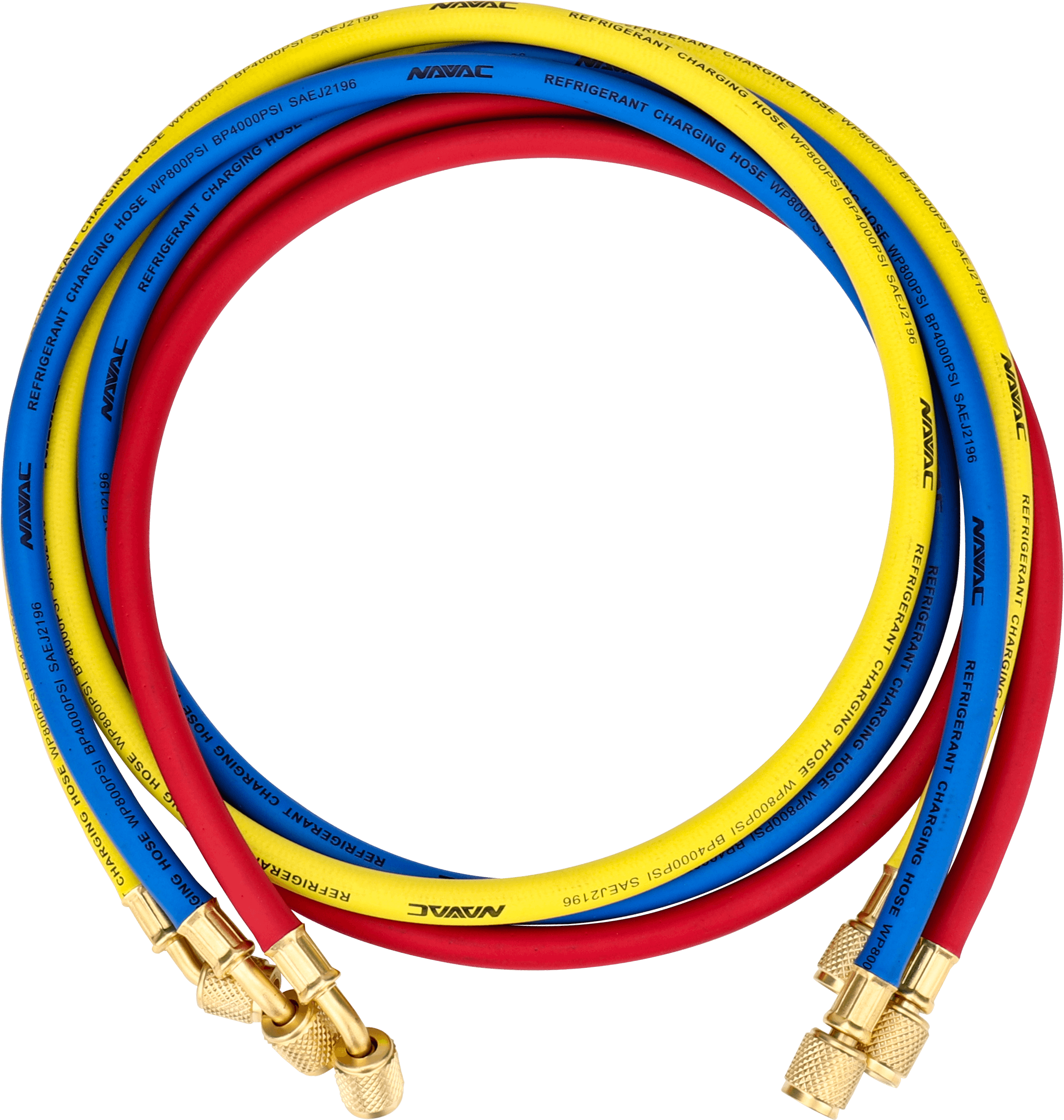 NAVAC NH5SC - Refrigerant Hoses, 1/4” Charging Hose Sets, 5 Ft Long with ball valve