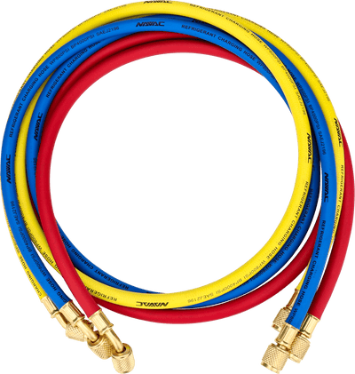 NAVAC NH5SC - Refrigerant Hoses, 1/4” Charging Hose Sets, 5 Ft Long with ball valve