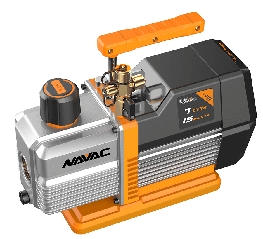 NAVAC NP7DP - Twin Cylinder Vacuum Pump, 115V/60Hz, 230V/60Hz, 7 CFM, 15 Micron, 3/4 HP, Pro Series