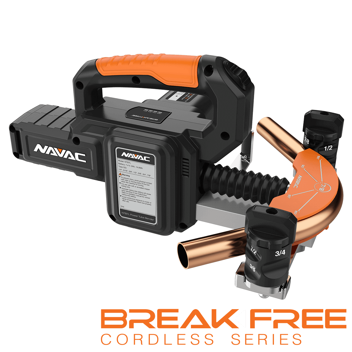NAVAC NTB7L BreakFree Power Tube Bender for 1/4” to 7/8” OD Copper Tubing - Professional HVAC Tool