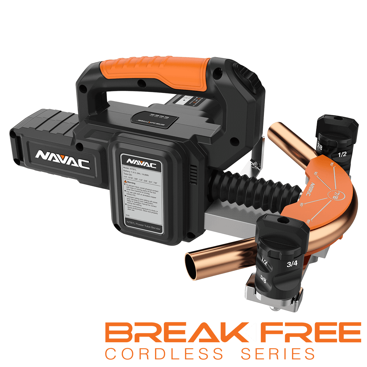 NAVAC NTB7L - BreakFree Power Tube Bender for sizing 1/4” to 7/8” OD