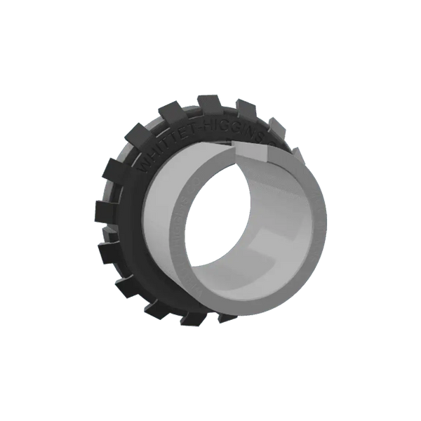 Industrial shaft locking nut and washer with black gear-like exterior for power transmission