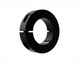 Black steel shaft collar with set screw, industrial power transmission component.