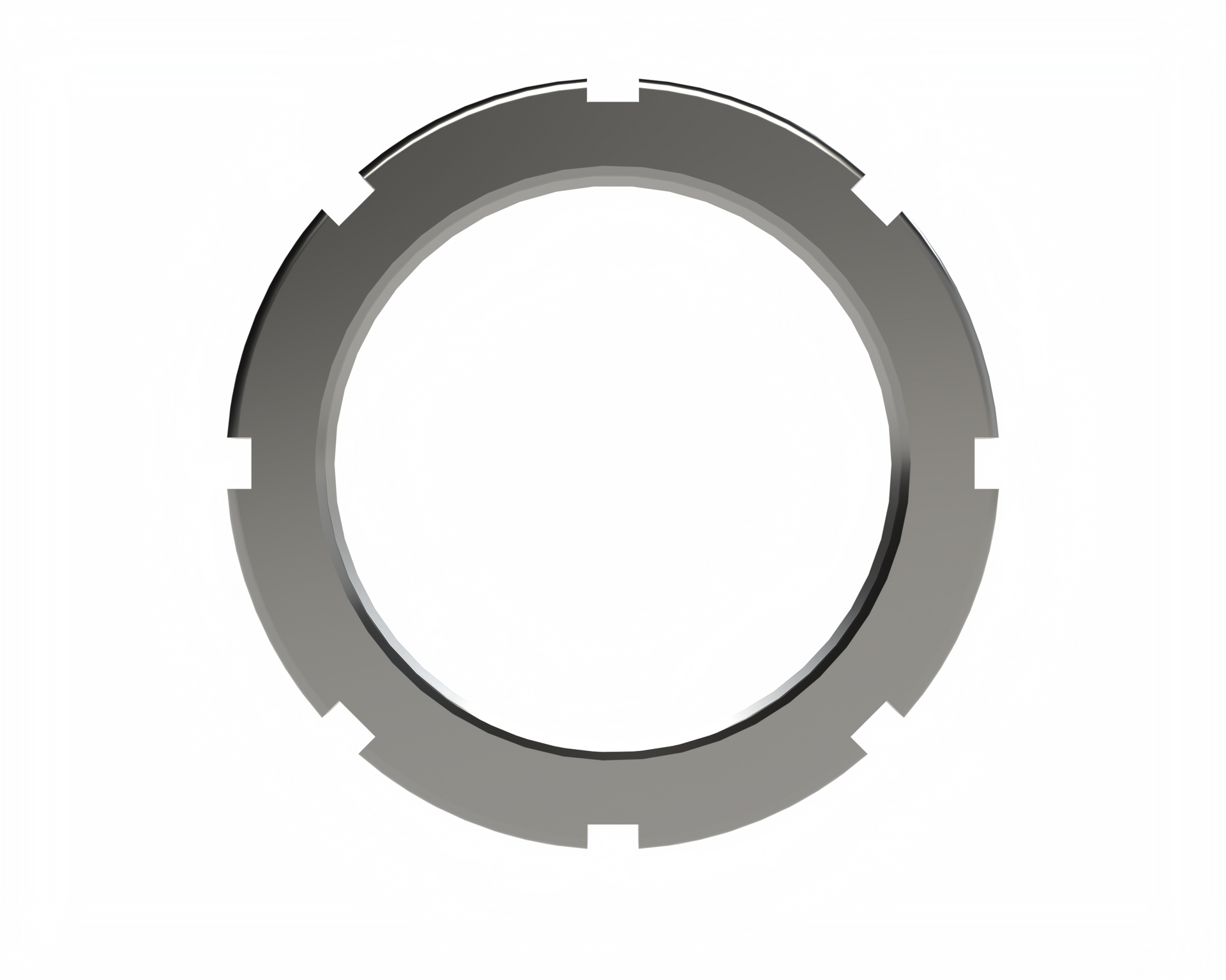 Steel industrial lock washer with outer tabs, top view on white background