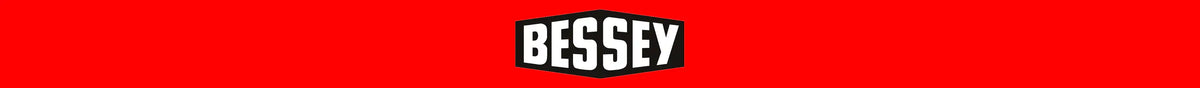 Bessey logo in bold white text on black hexagon with red background