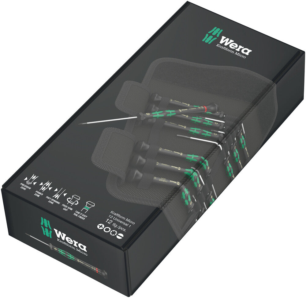 Wera Kraftform Micro 12 Universal 1 screwdriver set for electronic applications 05073675001