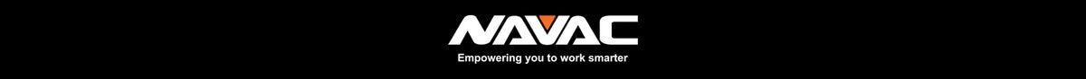 NAVAC logo with orange accent and slogan 'Empowering you to work smarter' on black background