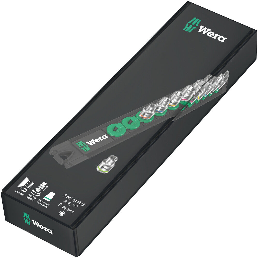 Wera Magnetic socket rail A 4 Zyklop socket set, 1/4" drive 05005400001