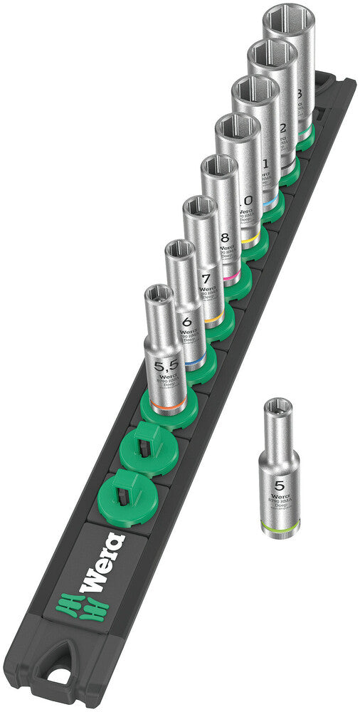 Wera Magnetic socket rail A Deep 1 socket set, 1/4" drive 05005410001