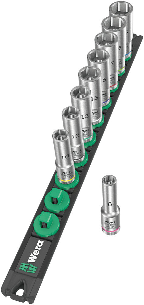 Wera Magnetic socket rail B Deep 1 socket set, 3/8" drive 05005440001