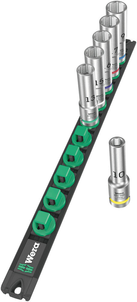 Wera Magnetic socket rail C Deep 1 socket set, 1/2" drive 05005470001