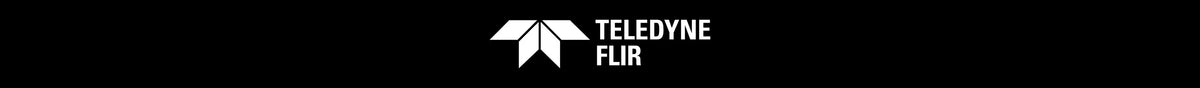 Teledyne FLIR white logo and text on black background, industrial technology branding