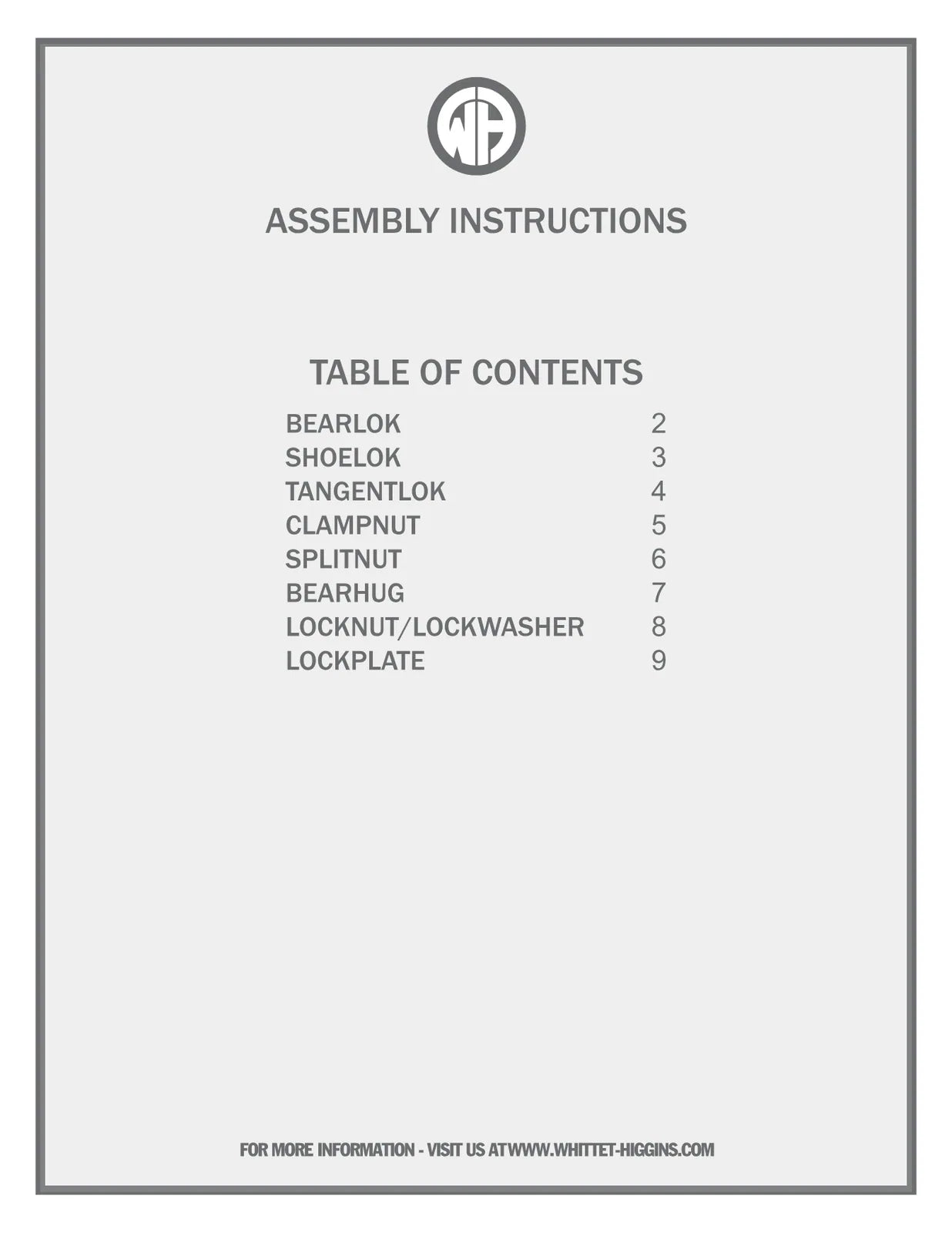 BEARLOK Assembly Instructions — first page